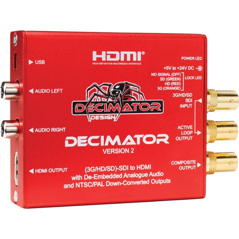 Decimator Design DECIMATOR 2 3G/HD/SD-SDI to HDMI with De-Embedded Analogue Audio – DD-DEC-2