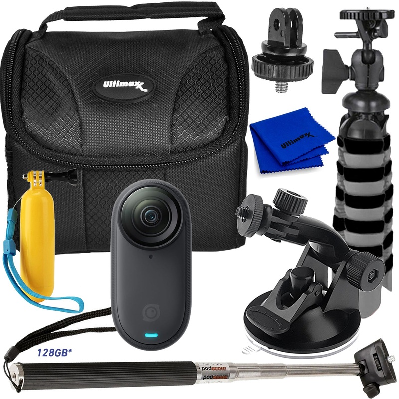 Insta360 GO 3S Standalone Action Camera (128GB, Midnight Black) – 8PC Bundle