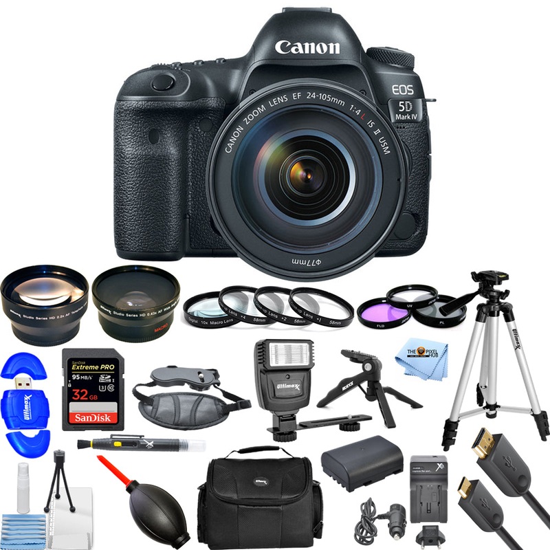 Canon EOS 5D Mark IV with 24-105mm f/4L IS II USM – 3 Lenses Top Value Bundle