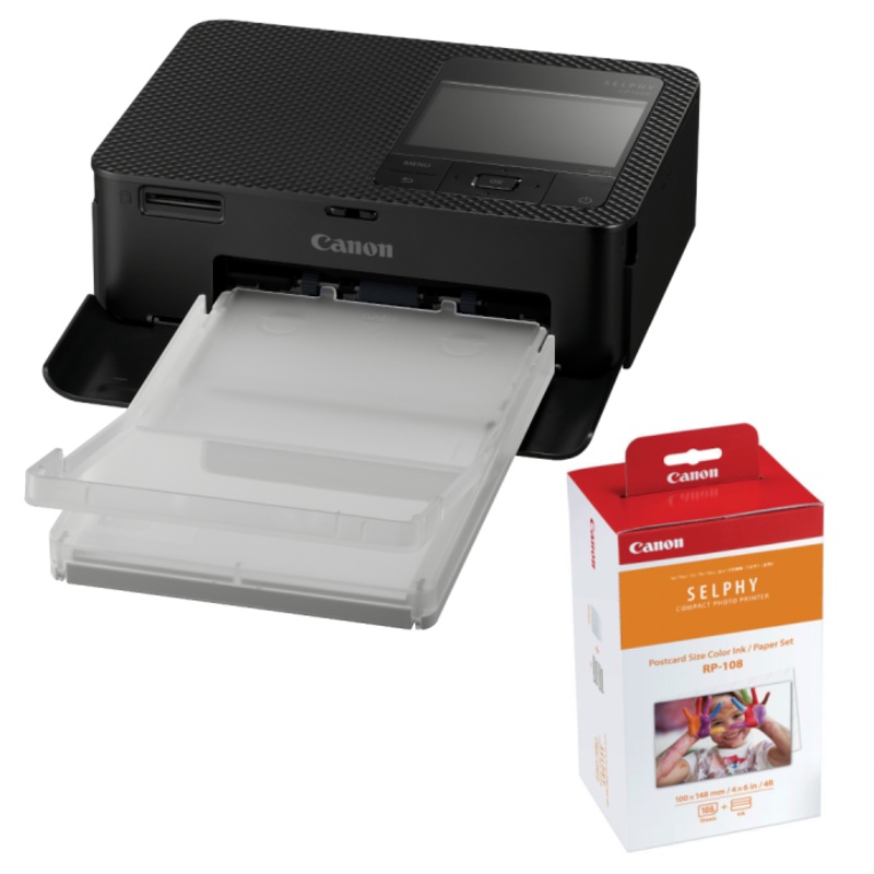 Canon Selphy CP1500 and Canon RP-108 Paper Kit – Black