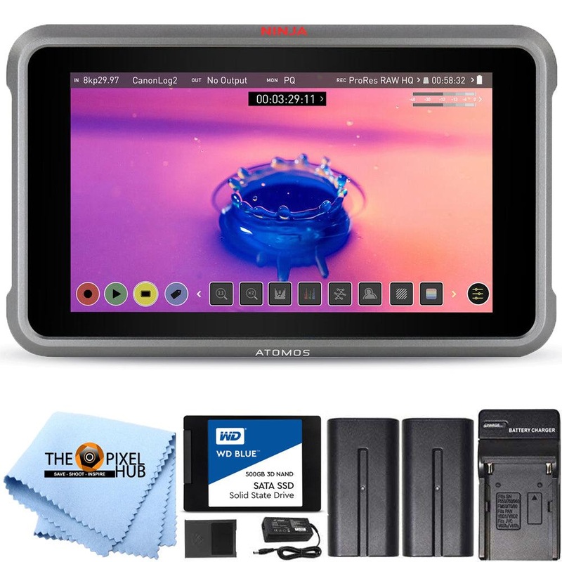 Atomos Ninja V+ 5.2″ 8K HDMI H.265 Raw Recording Monitor + 500GB SSD + EXT BATT