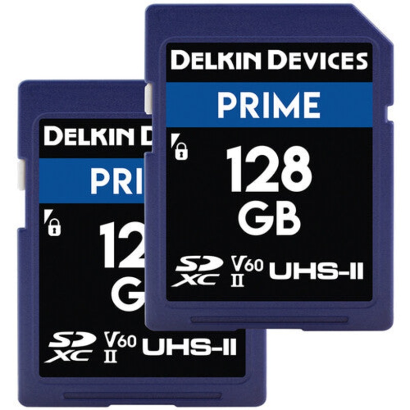 Delkin 128GB PRIME SD UHS-II V60 Memory Cards Twin Pack