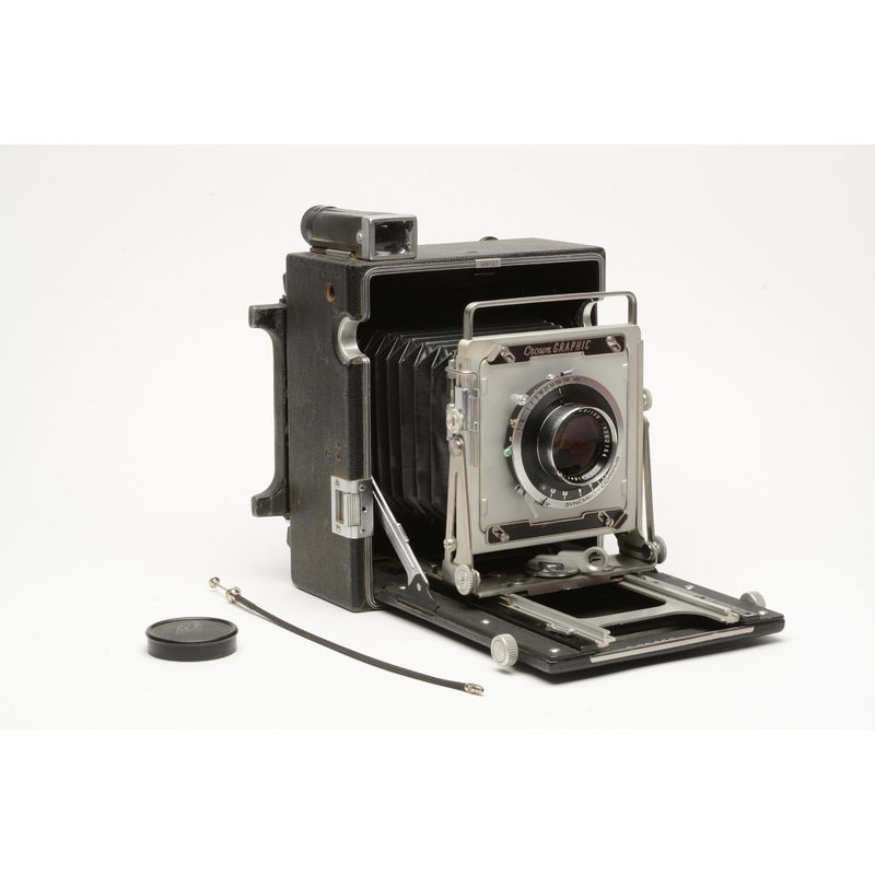 Graflex 4×5 Crown Graphic w/Xenar 150mm f4.5 lens, finder, CR, tested, nice!