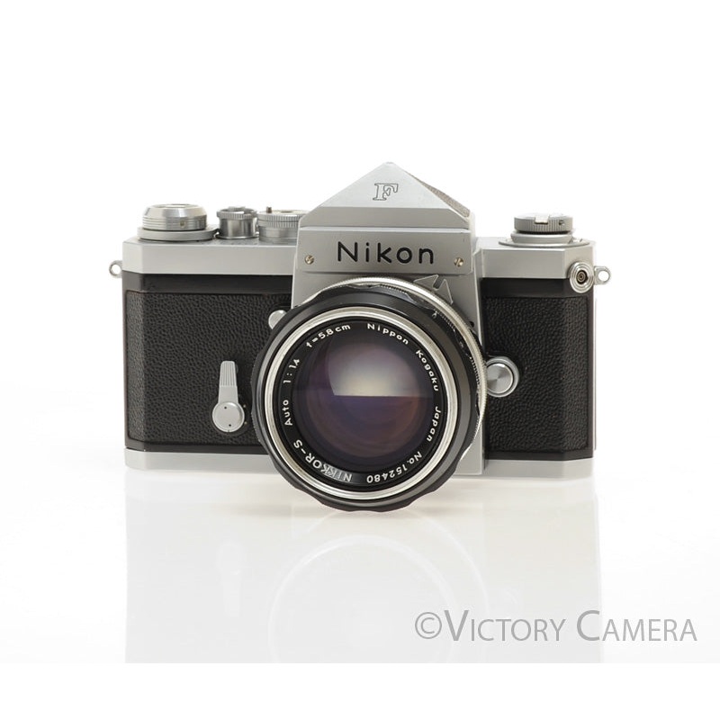 Nikon F Chrome 35mm SLR Camera w/ 50mm f1.4 Lens, Eye Level Finder [EXC]