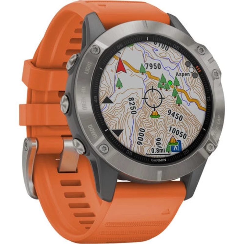 Garmin Fenix 6 Multisport GPS Smartwatch 47mm Sapphire Titanium with Ember Orange Band