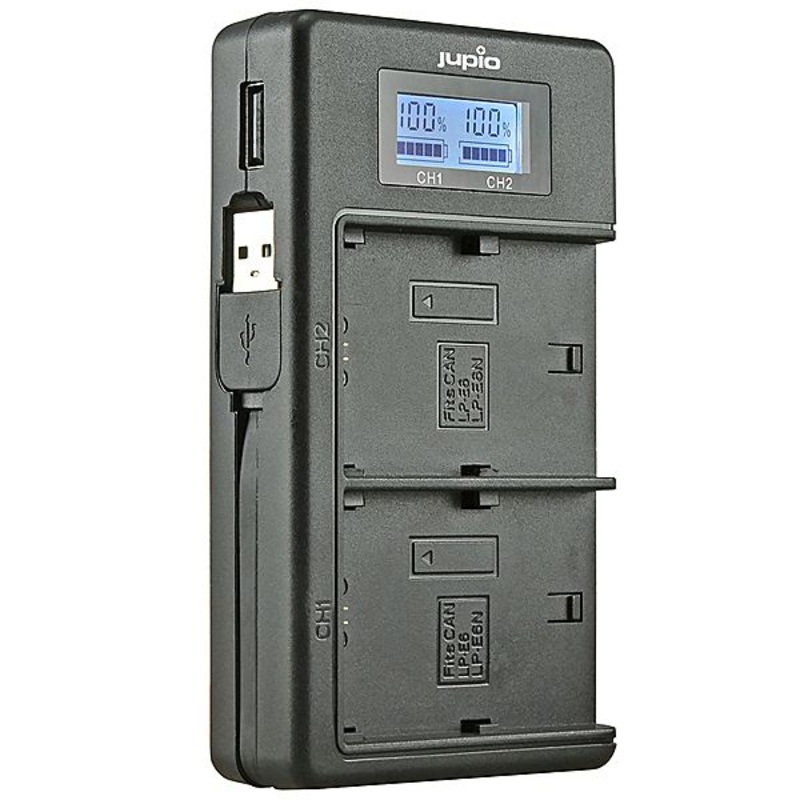 Jupio USB Dedicated Duo Charger LCD for Canon LP-E6/LP-E6N