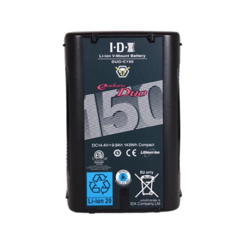 Batterie Li-Ion V-mount 14.4V 143Wh avec 2 sorties D Tap +1 sortie USB IDX DUO-C150
