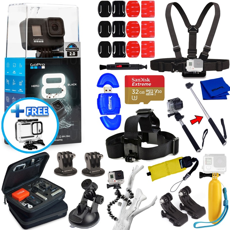 GoPro HERO8 HERO 8 Black – All In 1 PRO ACCESSORY KIT + 32GB + Tripod and More