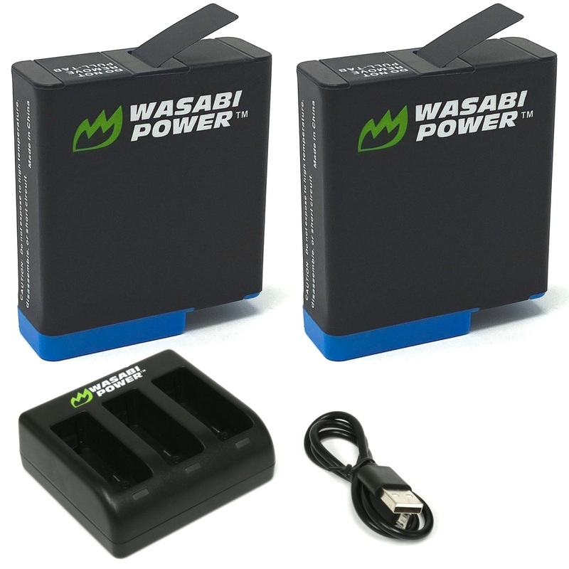 GoPro HERO8 Battery (2-Pack, Fully Decoded) and Triple Charger for GoPro HERO7 Black, HERO6, HERO5 by Wasabi Power