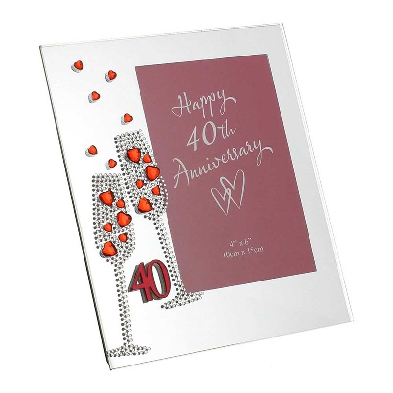 Diamante Ruby 40th Wedding Anniversary Glass Photo Frame 6×4