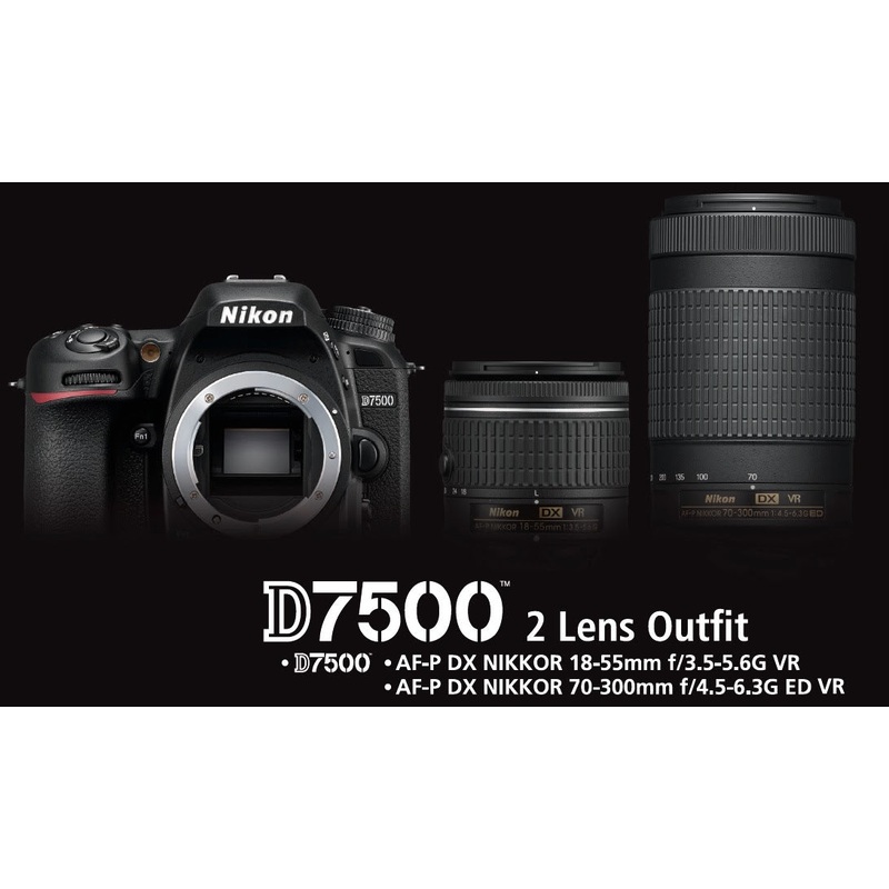 Nikon D7500 DX DSLR Camera with 18-55mm and 70-300mm Lenses