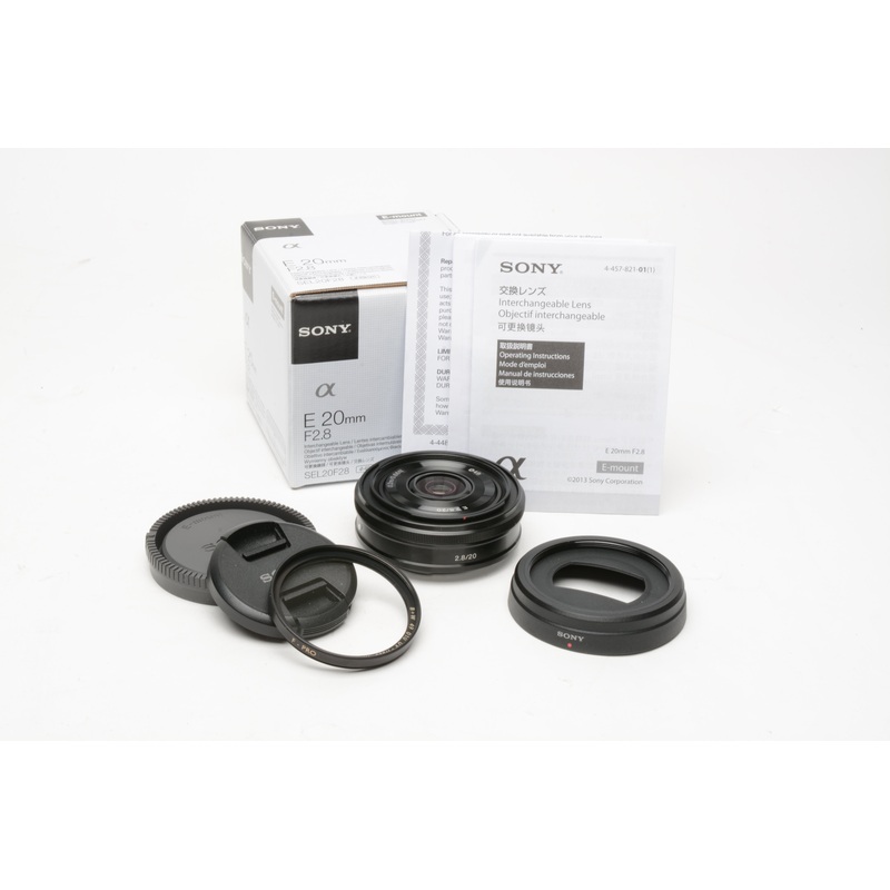 Sony E 20mm f2.8 SEL20f28, Hood, UV, Caps, Boxed, Mint