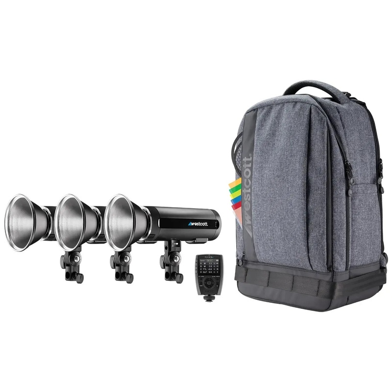 Westcott FJ200 Strobe 3-Light Backpack Kit with FJ-X2m Universal Wireless Trigger 4773