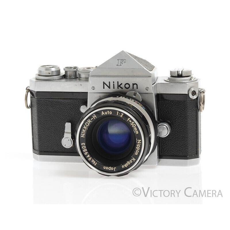 Nikon F Early 1960/61 64xxx w/ 50mm f2 Lens, Eye Level Finder -Good Seals- [EXC]