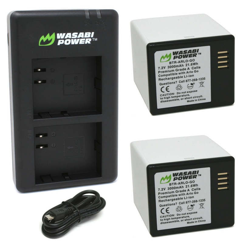 Arlo Go Battery (2-Pack) and Dual Charger (A-2, VMA4410, VMA4400C) by Wasabi Power