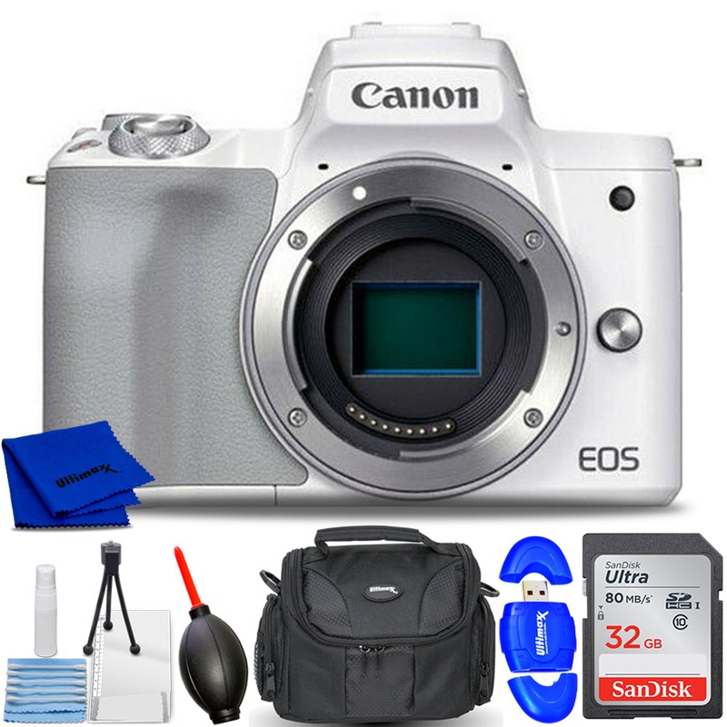 Canon EOS M50 Mark II Mirrorless Digital Camera (Body, White) – Accessory Bundle