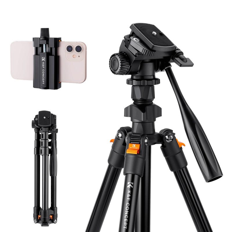 Tripie K&F Concept K234A0 de Aluminio Cabezal 360 con Soporte Celular