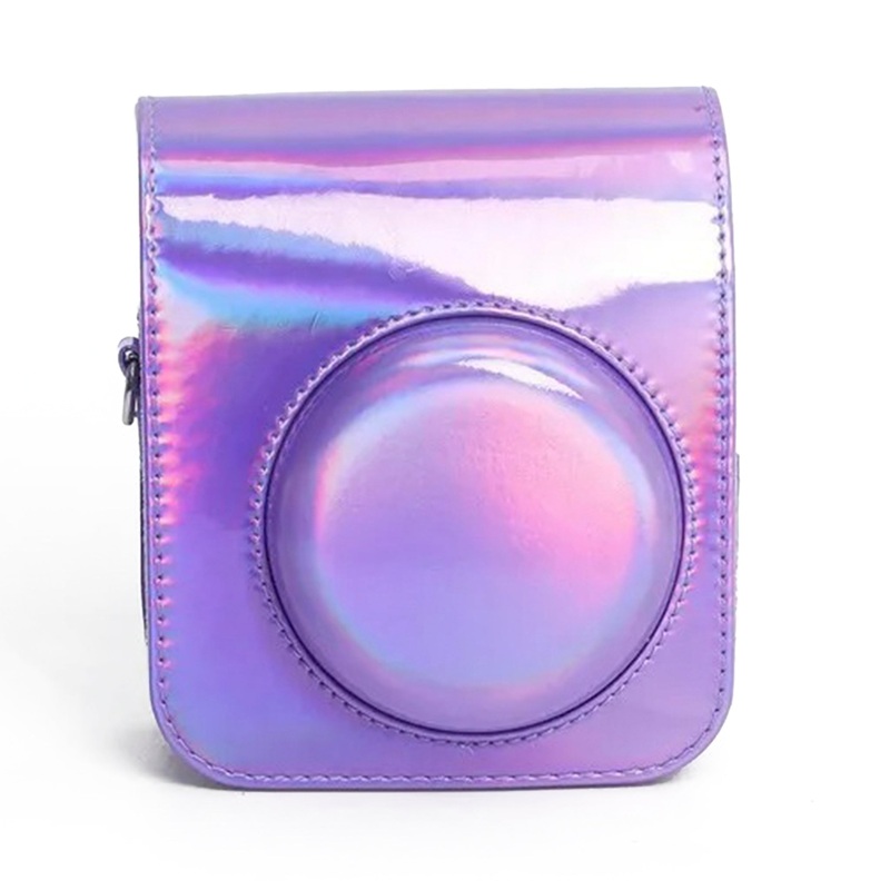 Funda para Cmara Instax Mini 12 con Correa Morado Metalizado