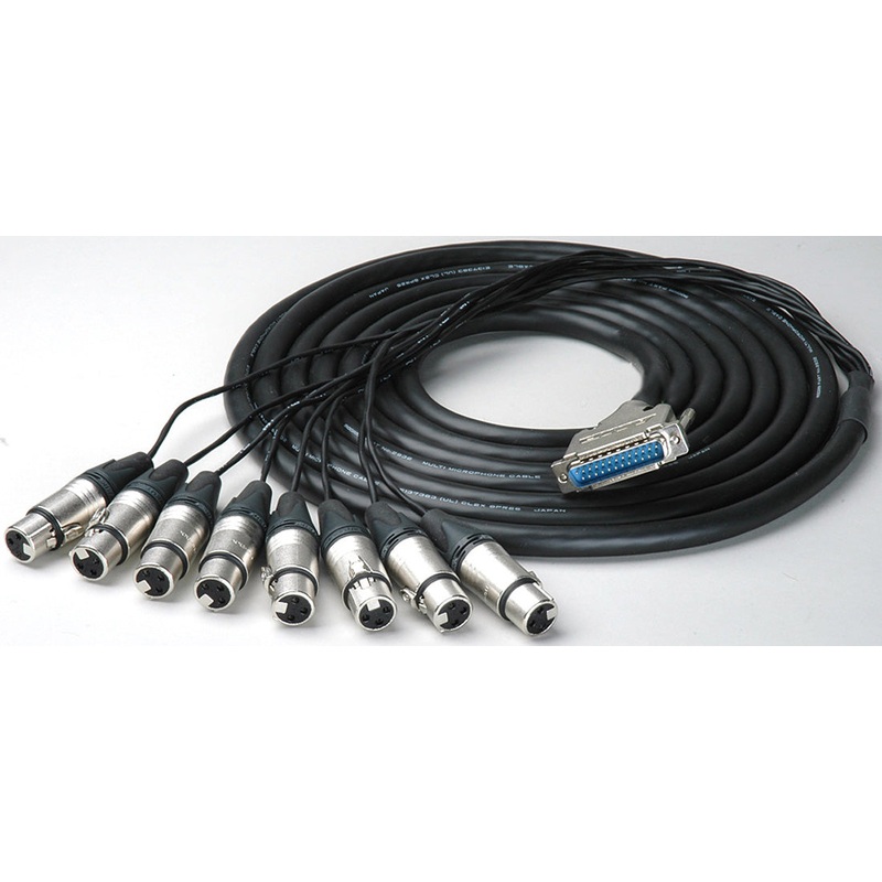 Sescom Built Canare Analog 25Pin Dsub to 8 XLR Audio Cable with 24″ Fanouts 25ft