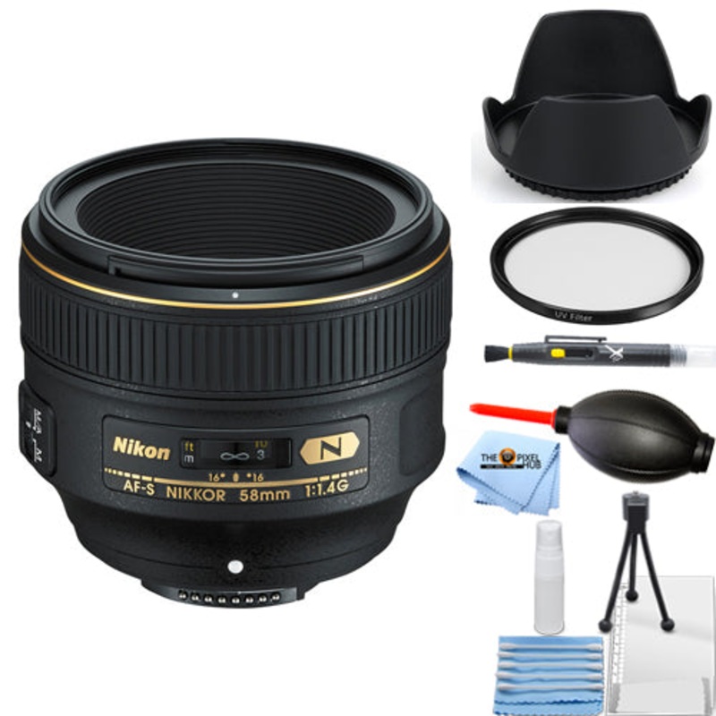 Nikon AF-S NIKKOR 58mm f/1.4G Lens – 2210 Starter UV Filter Bundle