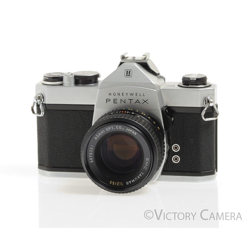 Pentax Spotmatic SP 1000 Chrome 35mm Camera w/ 55mm f2 Lens -No Meter- [EXC+]