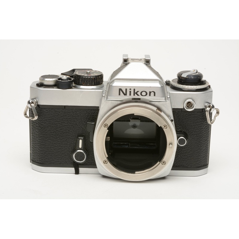 Nikon FE chrome 35mm SLR body, new seals, very clean, nice!