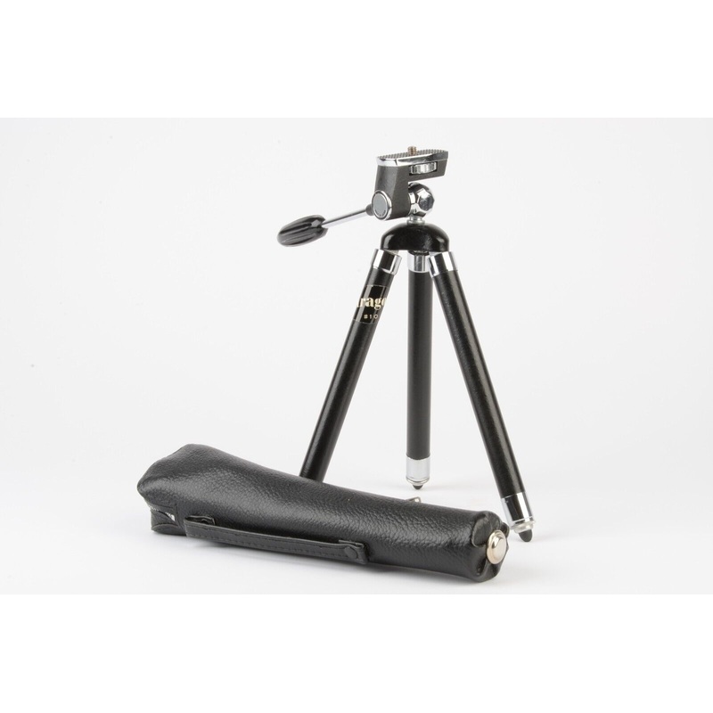 Aragon Tripod w/ Pan Head Multi-Section, 10″ Folded + Case, Vintage, Nice!