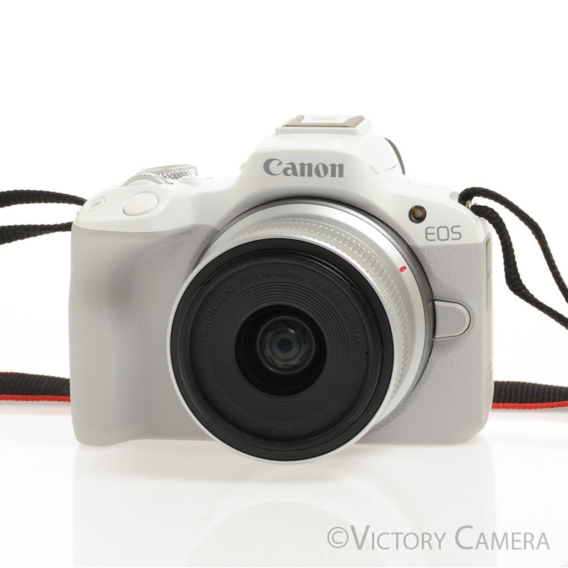 Canon EOS R50 24.1MP White Mirrorless Camera w/18-45mm f4.5-6.3 IS STM [MINT-]