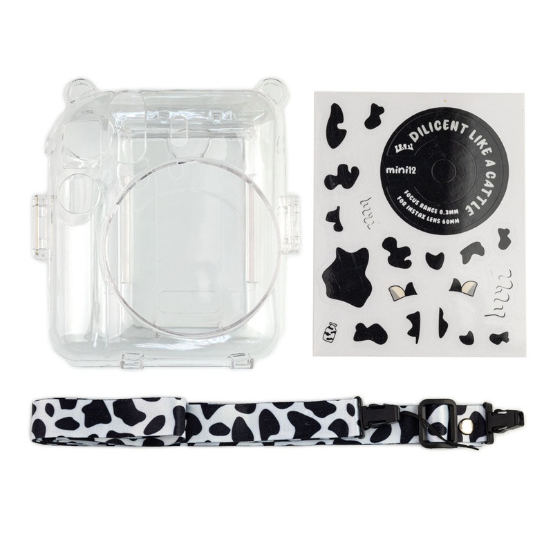 Funda Transparente para Cmara Instantnea Instax Mini 12 con Accesorios Blanco y Negro