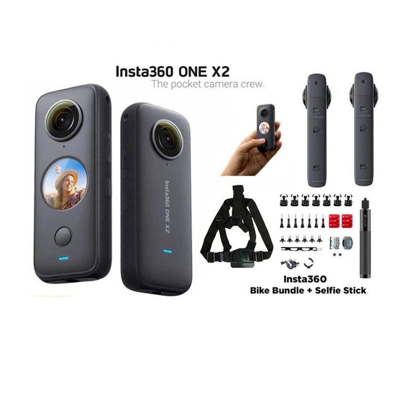 Insta360 One X2 with Invisible Selfie Stick 120cm & Bike Bundle