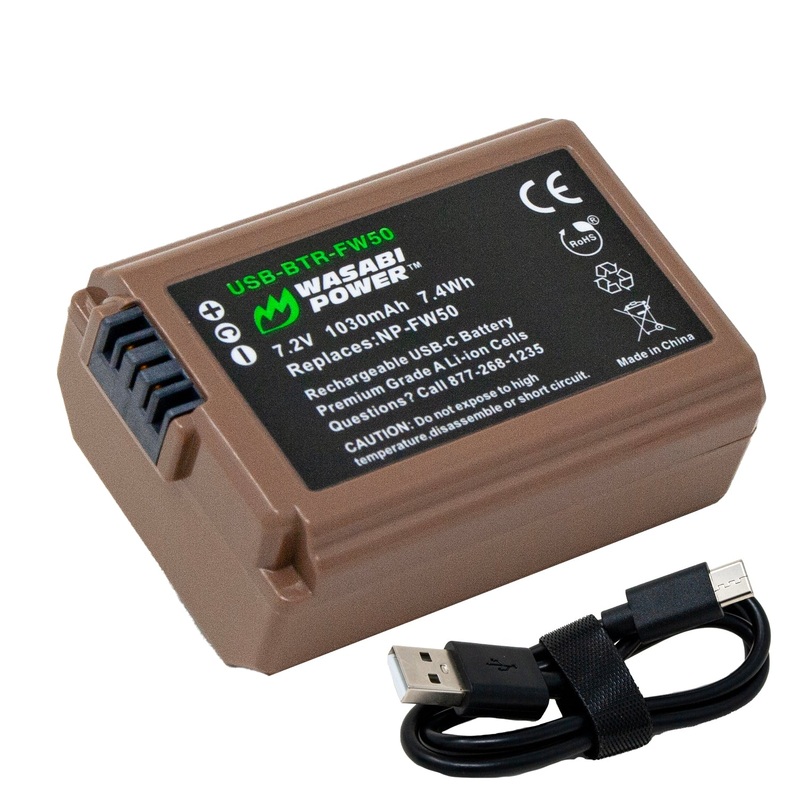 Sony NP-FW50 Battery with USB-C Fast Charging by Wasabi Power