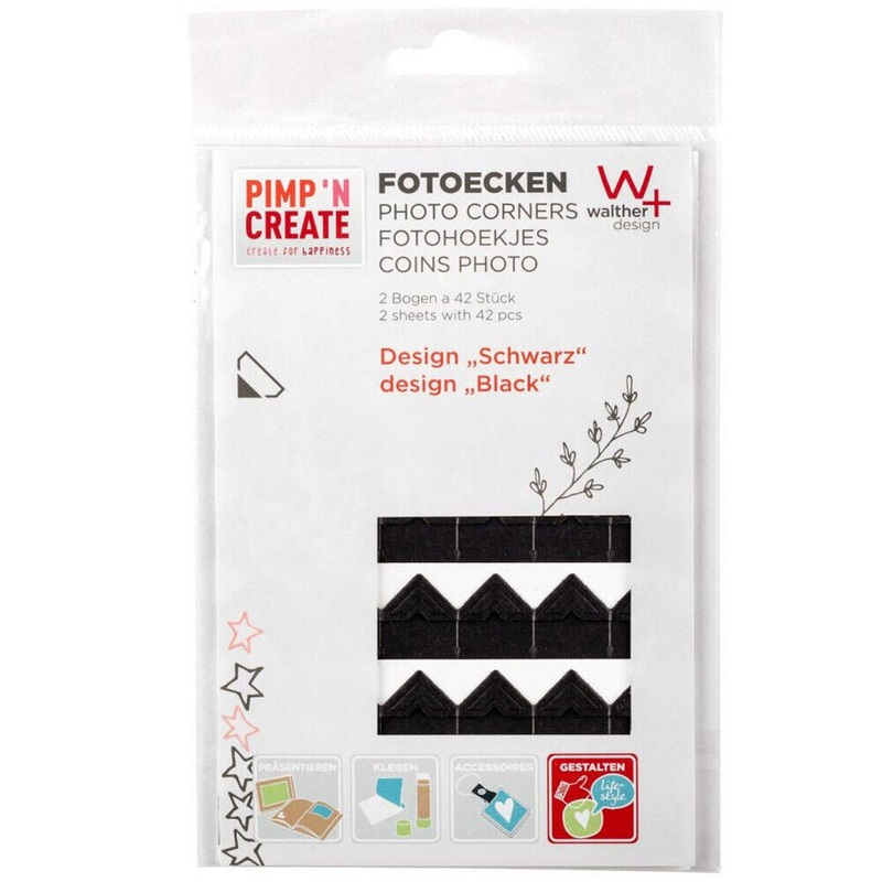 Walther Design Pimp & Create Photo Corners – Black | Self-adhesive | Acid Free | Archival Quality