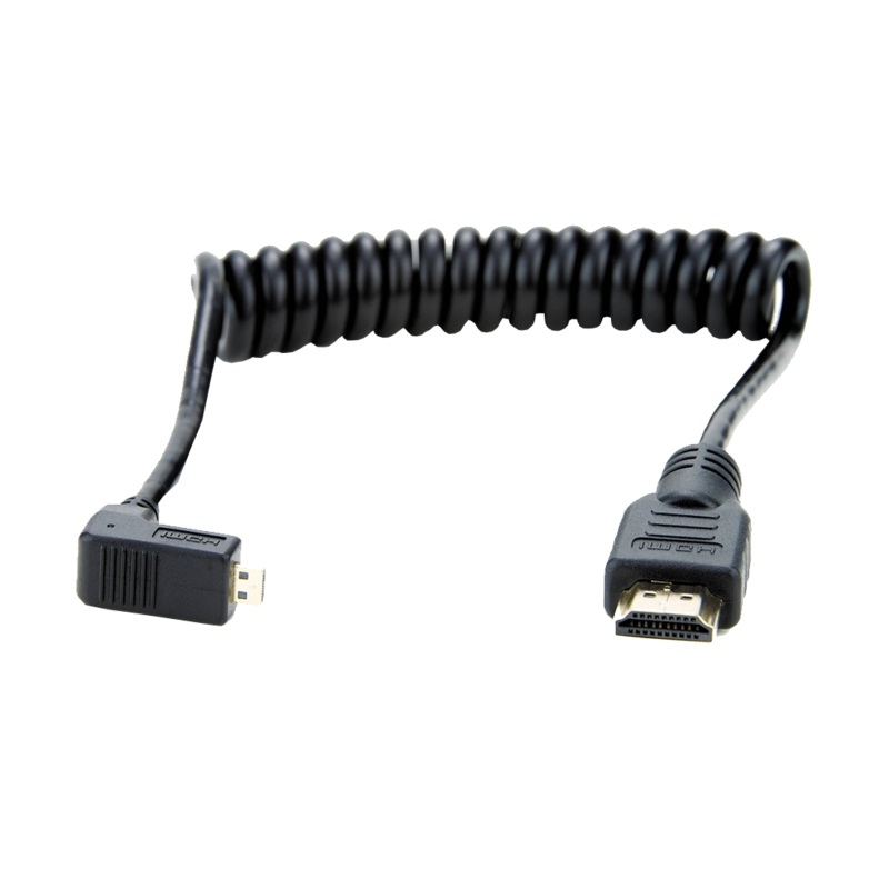 Atomos Cable Coiled Right Angle Micro to Full HDMI – 30cm