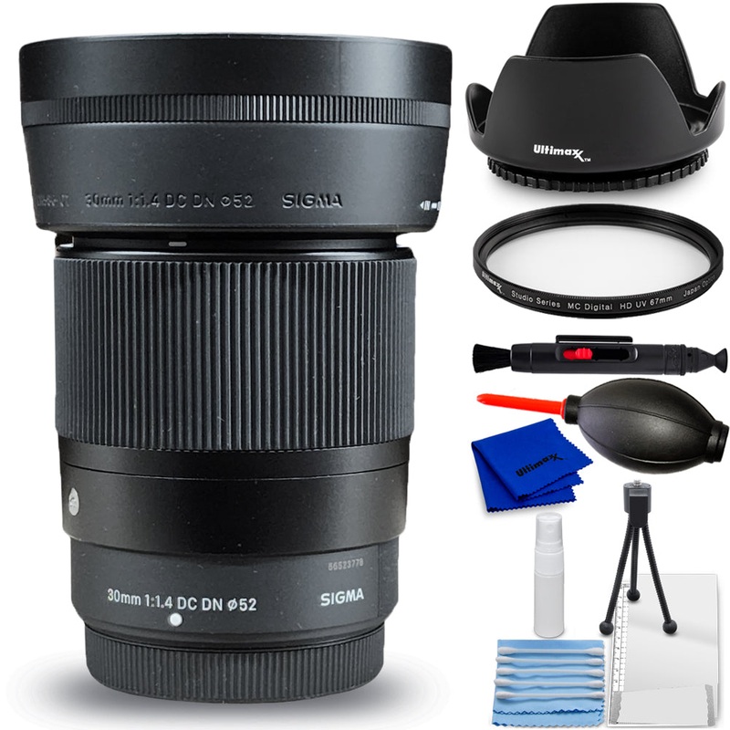 Sigma 30mm f/1.4 DC DN Contemporary Lens for Fujifilm X – 7PC Accessory Bundle