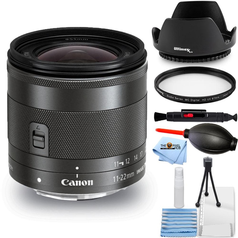 Canon EF-M 11-22mm f/4-5.6 IS STM Lens 7568B002 – 7PC Accessory Bundle