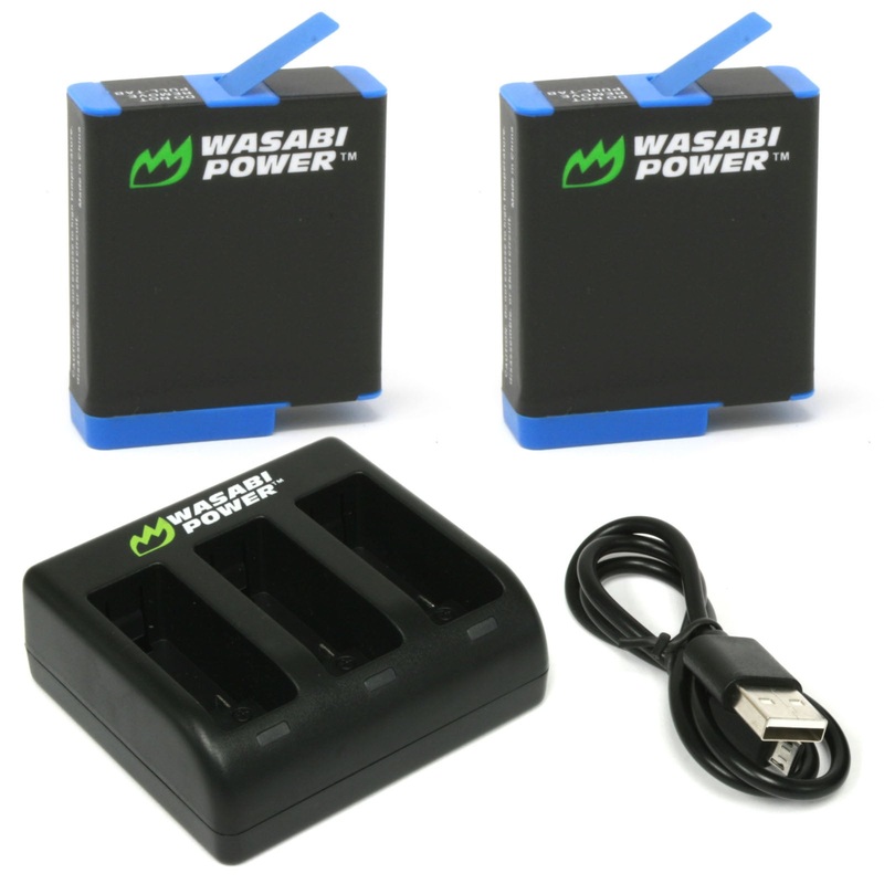 GoPro HERO8 Battery (2-Pack) and Triple Charger Compatible with HERO7 Black, HERO6, HERO5 by Wasabi Power