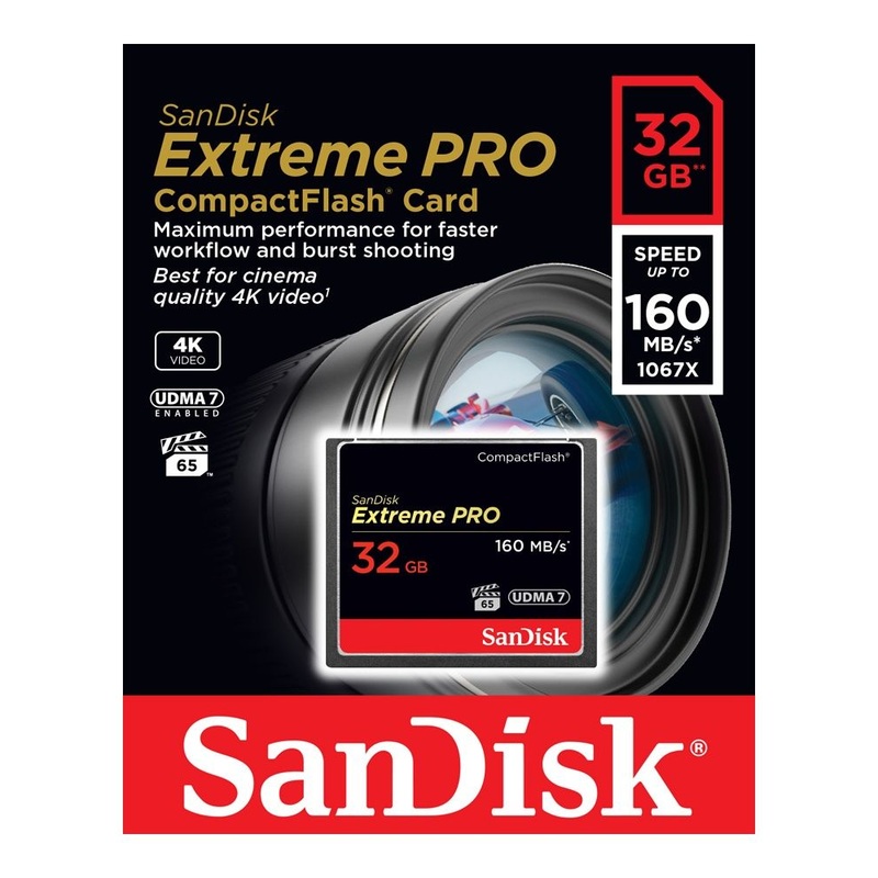 Tarjeta de Memoria Compact Flash 32GB SanDisk Extreme Pro 160 MB/s