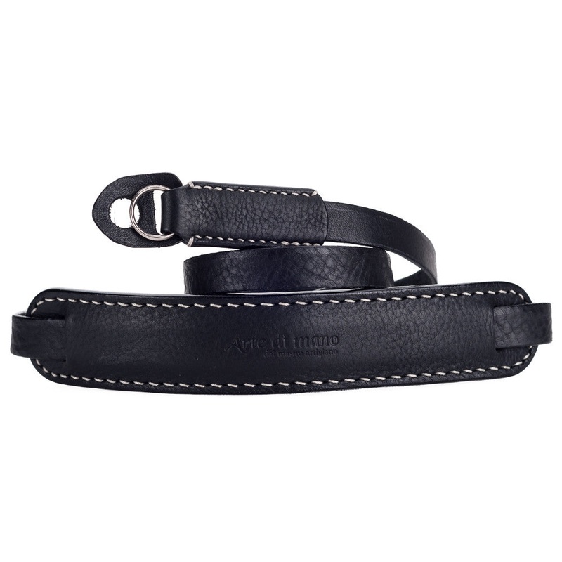 Arte di Mano Classic Neck Strap, 95cm – Minerva Black with White Stitching