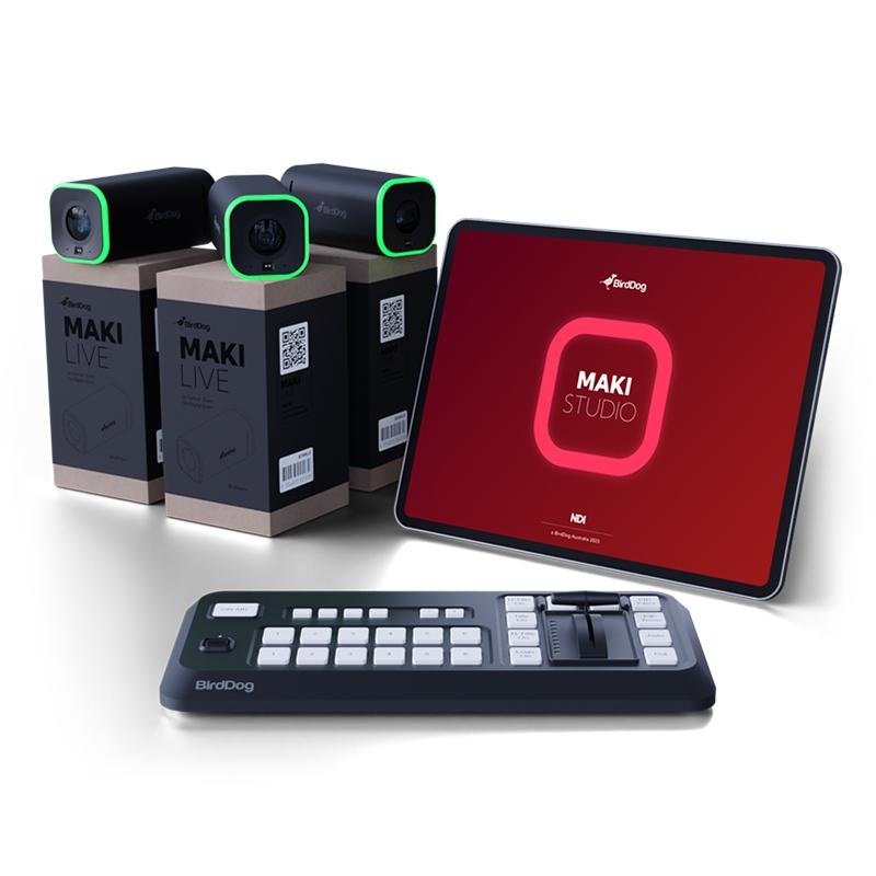 BirdDog MAKI Live CS Bundle 3x 4K Portable Live Streaming Camera with MAKI Studio – BDMKLBUNBDLECSB