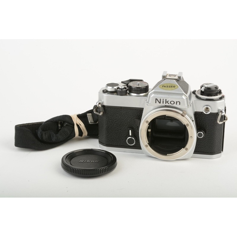 Nikon FE Chrome 35mm Body, Cap, Strap, New Seals, Accurate, Gently Used