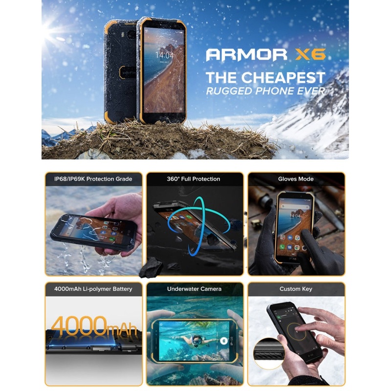 Ulefone Armor X6 Rugged Phone 2GB+16GB Black