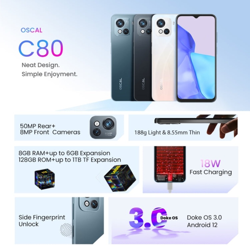 Blackview OSCAL C80 8GB+128GB Black