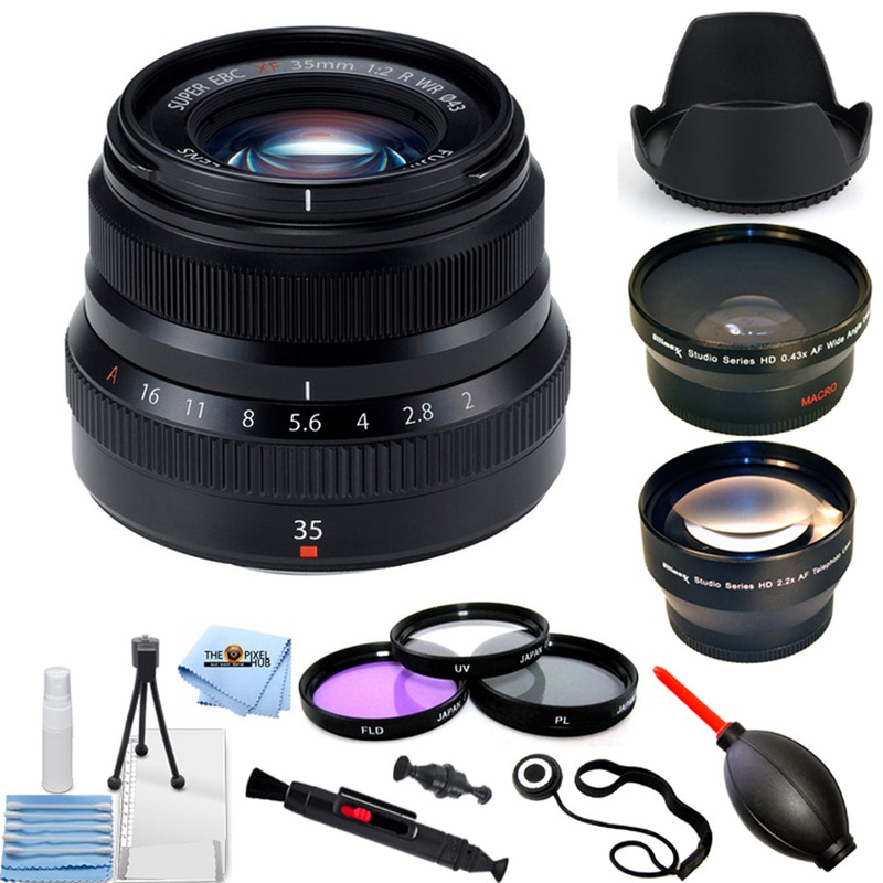 Fujifilm XF 35mm f/2 R WR Lens (Black) 16481878 – 10PC Accessory Bundle