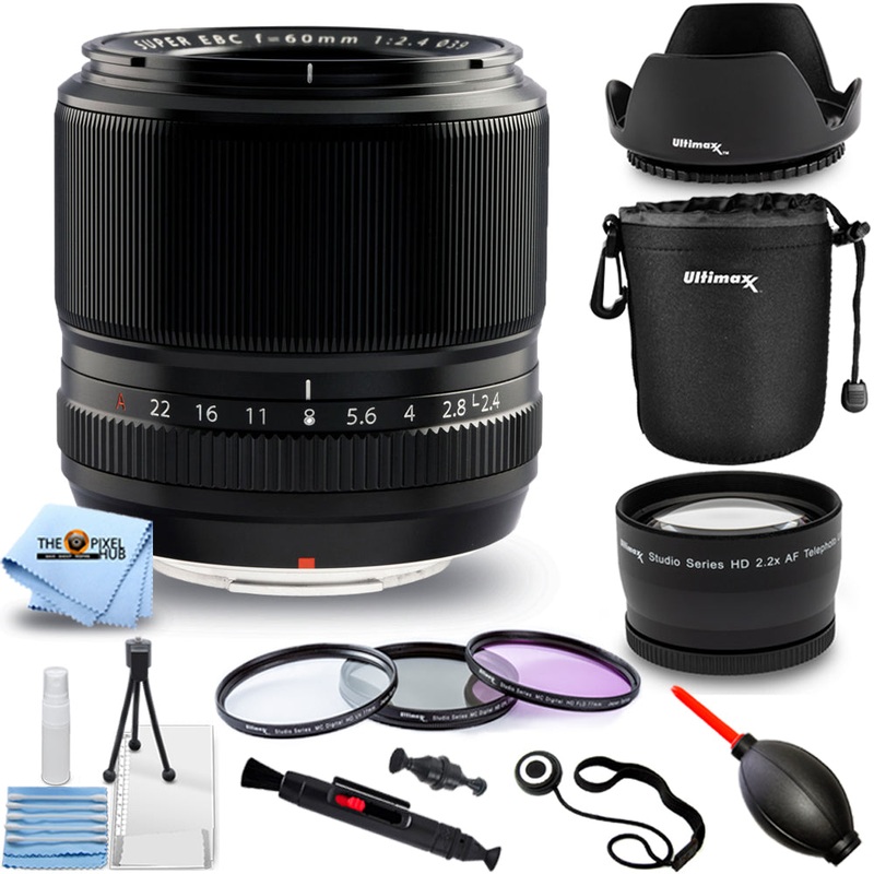 FUJIFILM XF 60mm f/2.4 R Macro Lens 16240767 – 10PC Accessory Bundle