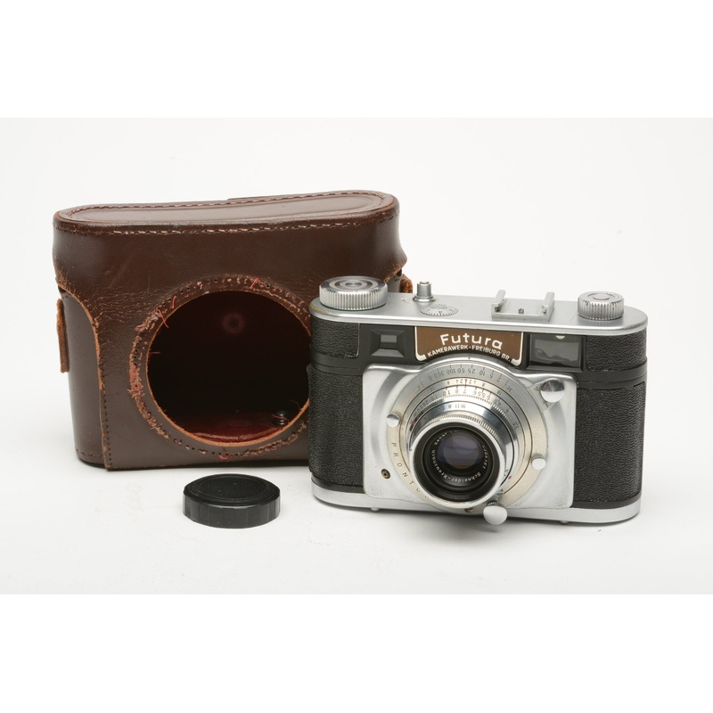 Futura P Kamerawerk 35mm camera w/Xenar 45mm f2.8 lens, cap+1/2 case, works!