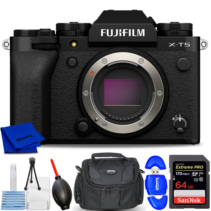FUJIFILM X-T5 Mirrorless Camera (Black) 16782301 – 7PC Accessory Bundle