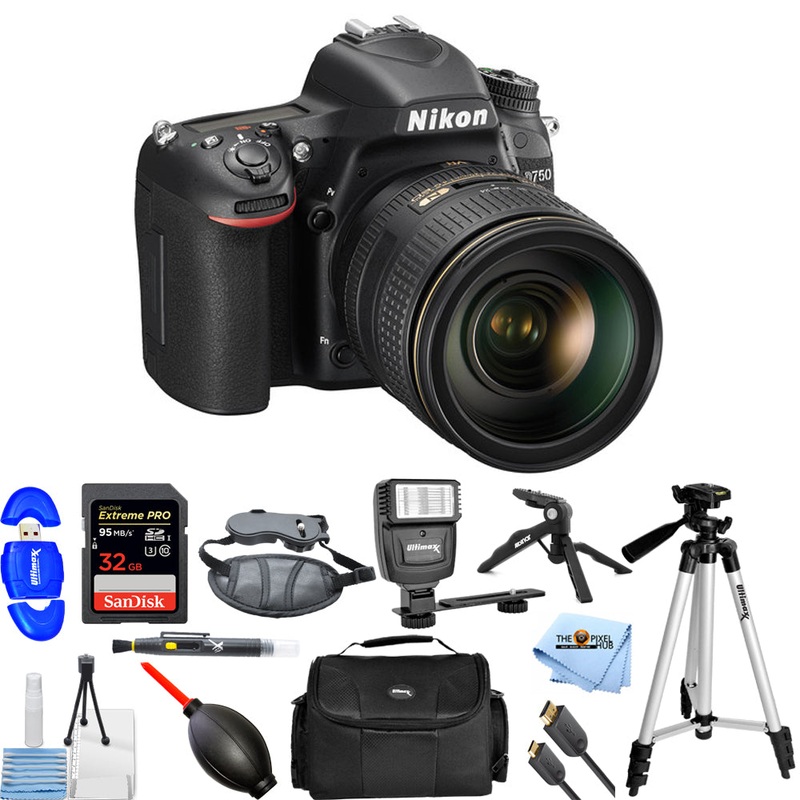 Nikon D750 24.3MP DSLR Camera with 24-120mm Lens (Black) – 12PC Accessory Bundle