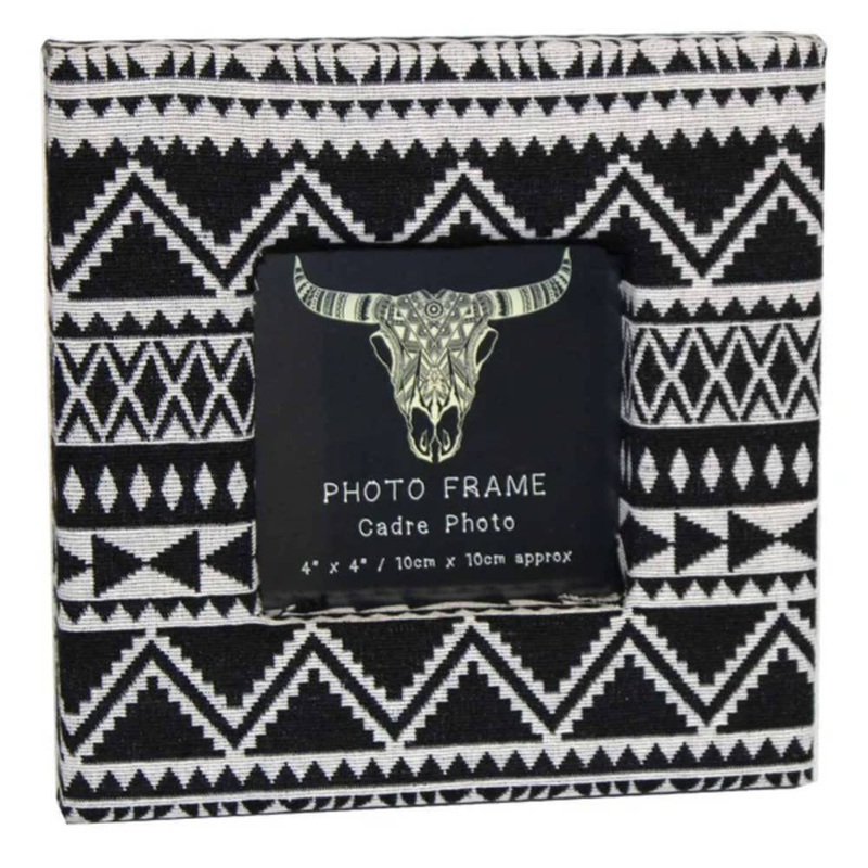 Aztec Material 4×4 Photo Frame – Black/White