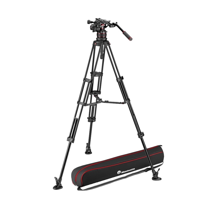 Manfrotto 612 Nitrotech Fluid Video Head and Aluminium Twin Leg Tripod with Middle Spreader