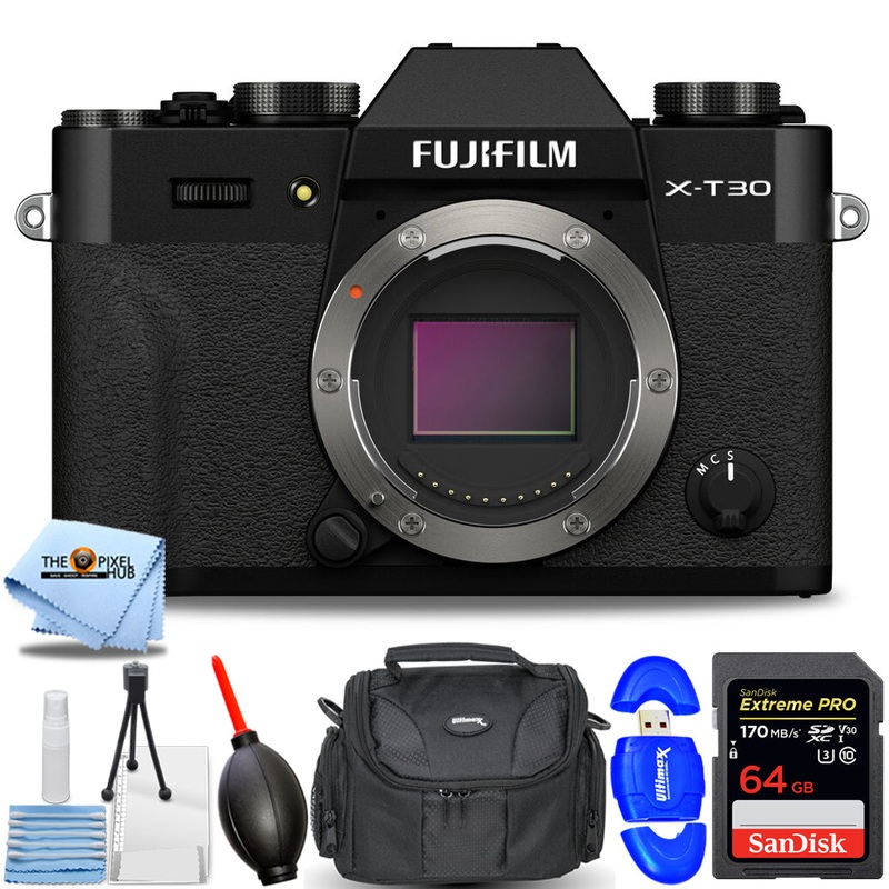 FUJIFILM X-T30 II Mirrorless Camera (Black) 16759615 – 7PC Accessory Bundle